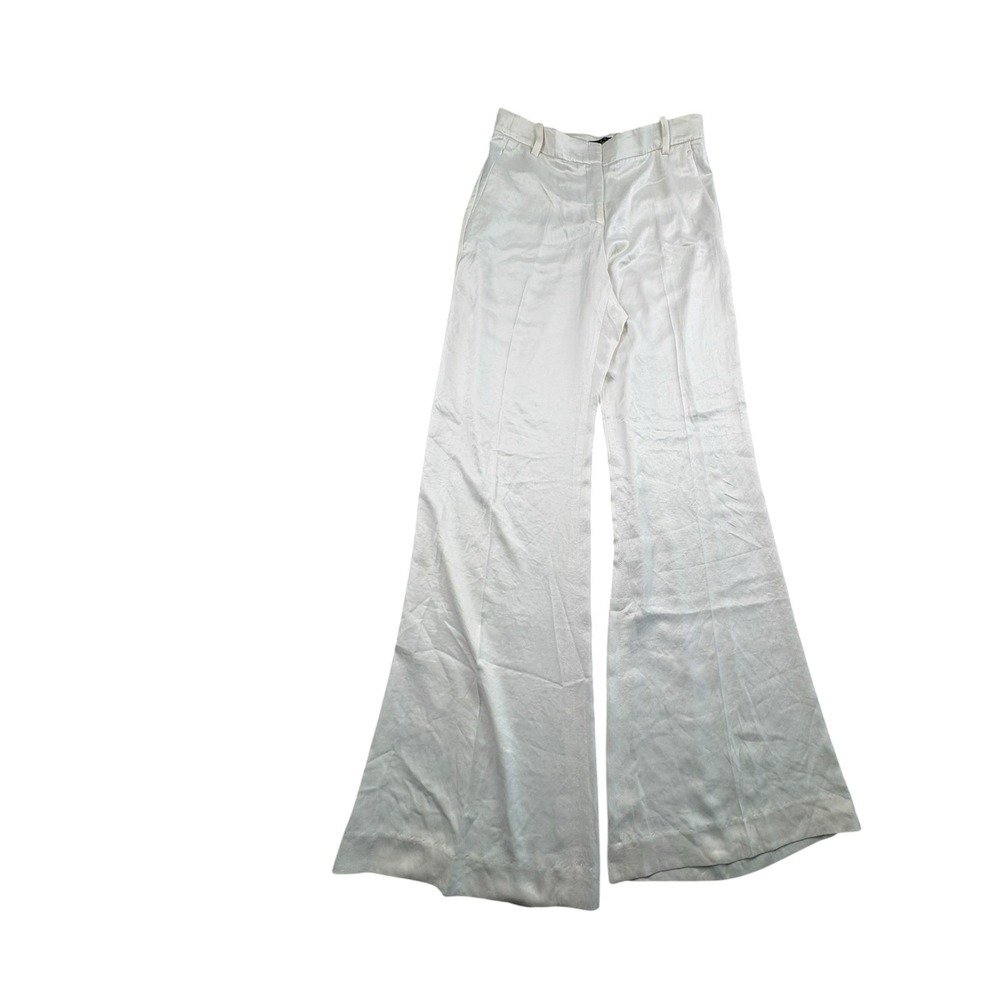 Theory‎ Ivory Silk Satin Wide Leg Pants Womens Size 8 Dressy